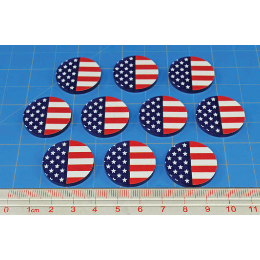 Premium Printed WWII U.S.A. Stars and Stripes Large Tokens (10)