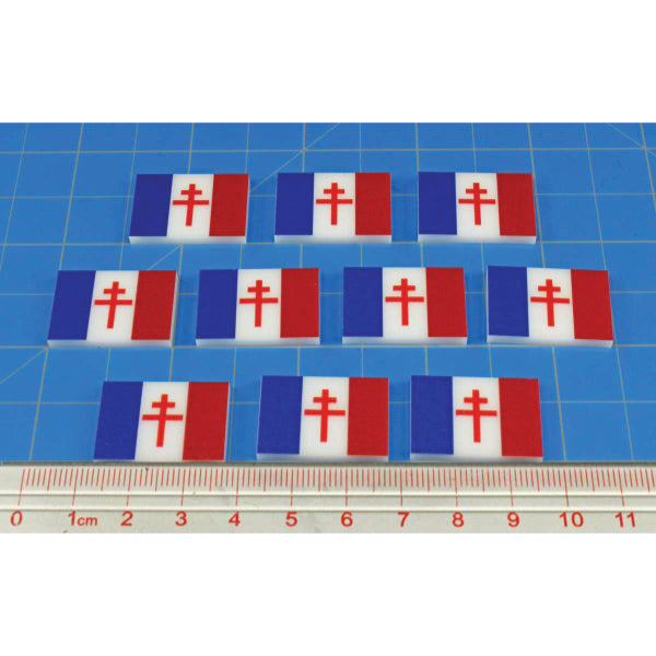 Premium Printed WWII Free France Flag Tokens (10)