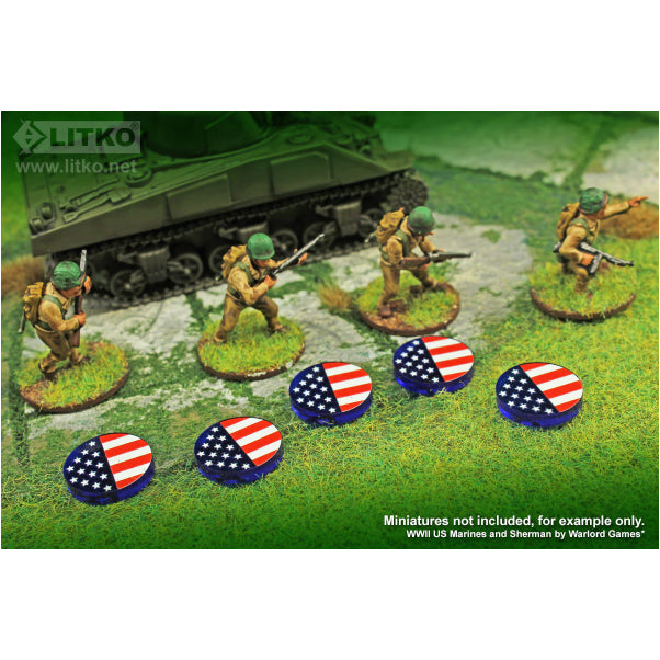 Premium Printed WWII USA Stars and Stripes Faction Tokens (10)