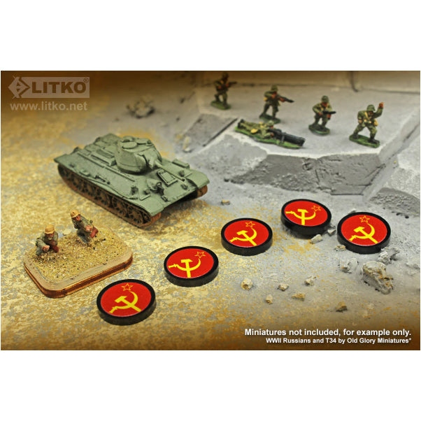 Premium Printed WWII Russia Hammer and Sickle Faction Tokens (10)