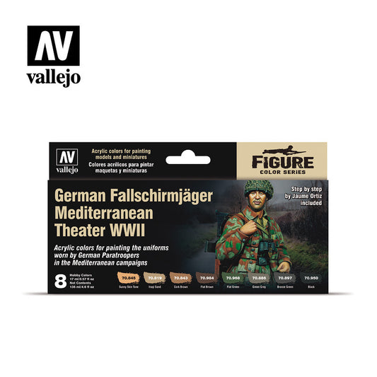Vallejo, German Fallschirmjager Mediterranean Theater WWII Paint Set - 17ml Bottle (8/Set)