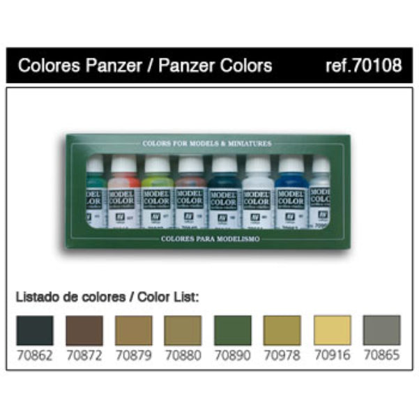 Vallejo, German Panzer Colors Paint Set - 17ml Bottle (8/Set)
