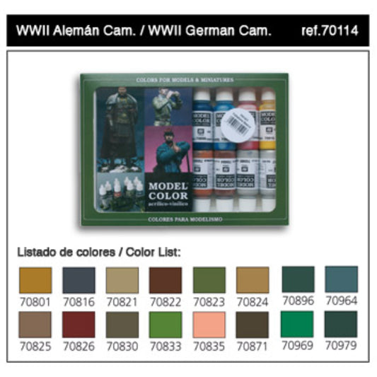Vallejo, Camouflage WWII German Paint Set - 17ml Bottle (16/Set)
