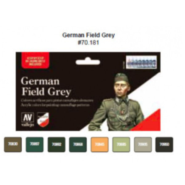 Vallejo, German Field Grey Paint Set - 17ml Bottle (8/Set)