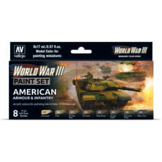 Vallejo, WWII American Armor and Infantry Paint Set - 17ml Bottle (6/Set)