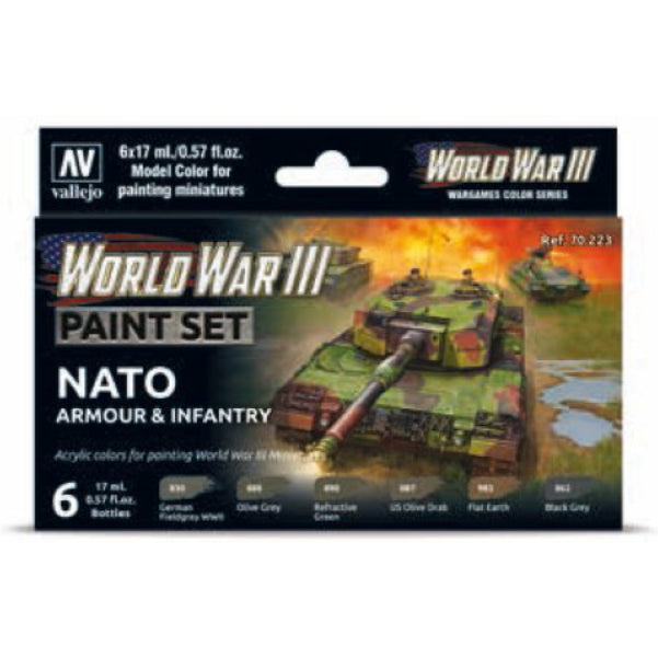 Vallejo, WWIII NATO Armor and Infantry Paint Set - 17ml Bottle (6/Set)
