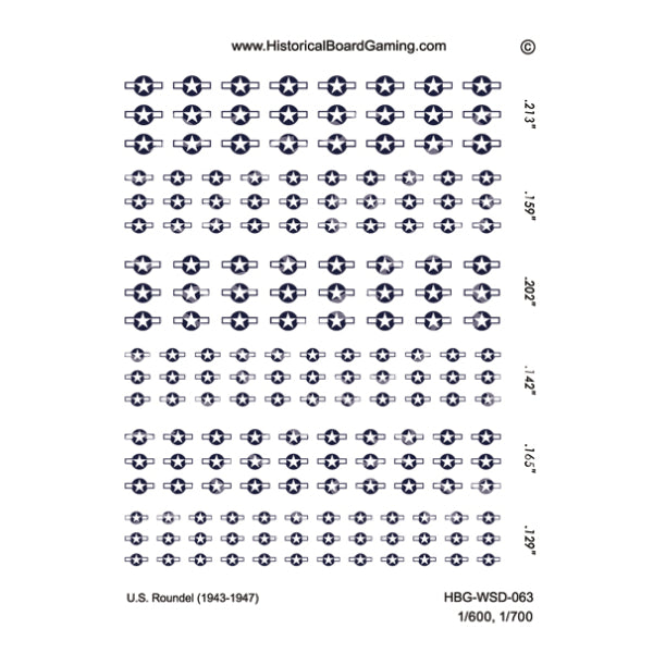 Decal Sheet, U.S. Roundel (1943-1947)