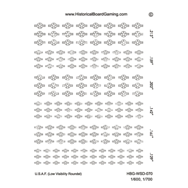 Decal Sheet, U.S.A.F. (Low Visibility-Outline)