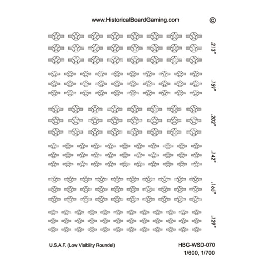 Decal Sheet, U.S.A.F. (Low Visibility-Outline)