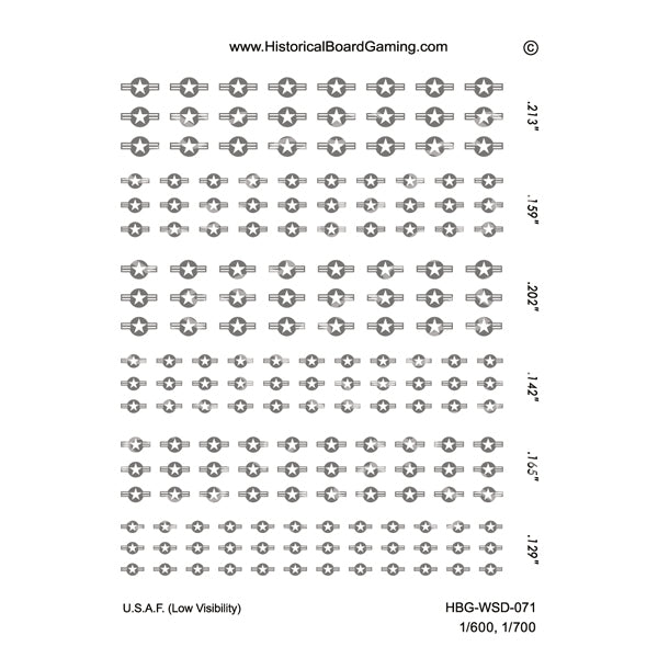 Decal Sheet, U.S.A.F. (Low Visibility)