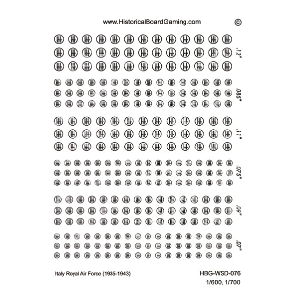 Decal Sheet, Italy Royal Airforce (1935-1943)