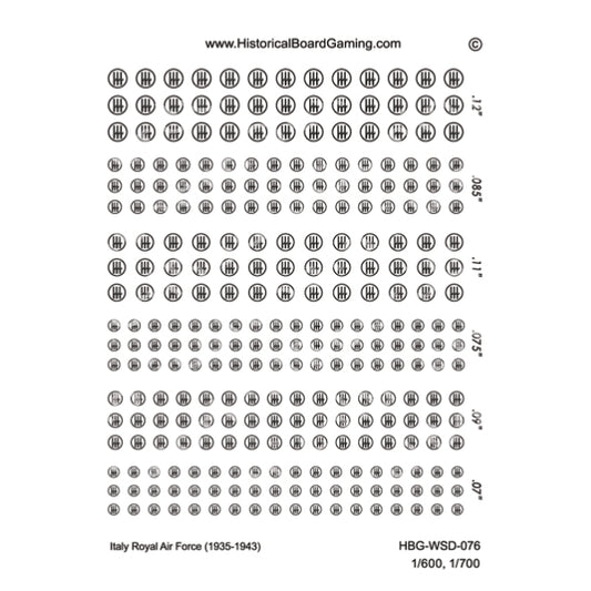 Decal Sheet, Italy Royal Airforce (1935-1943)