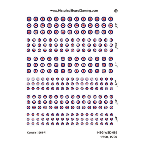 Decal Sheet, Canada (1968-P)
