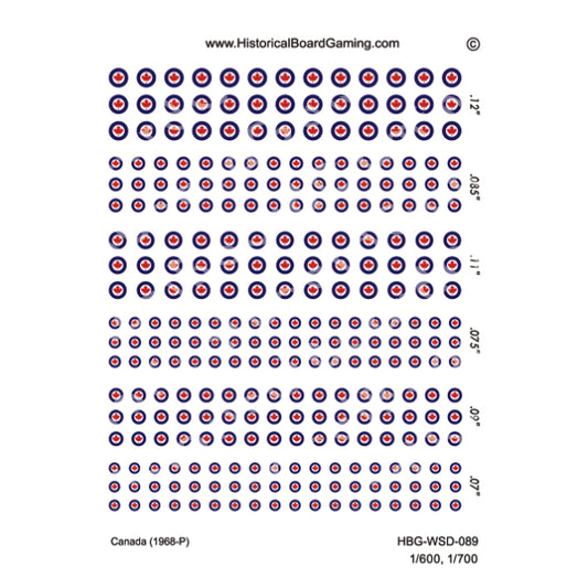Decal Sheet, Canada (1968-P)