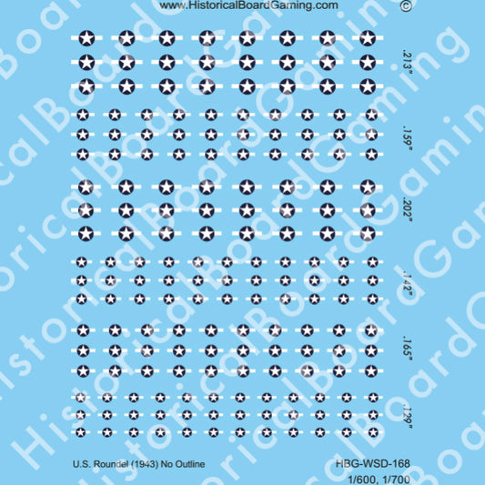 Decal Sheet, US Roundel (1943) No Outline